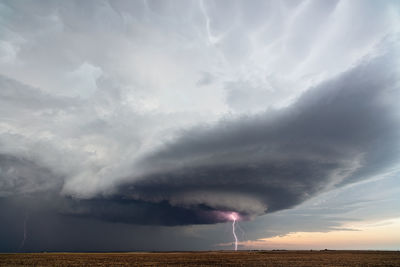 Lightning strikes from a supercell thunderstorm near sublette, kansas.