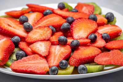 Close-up of strawberries in plate