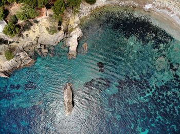 High angle view of rocks in swimming pool