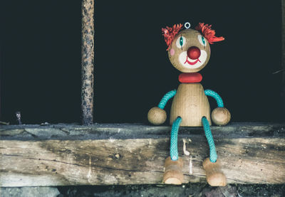 Close-up of toy car on wall