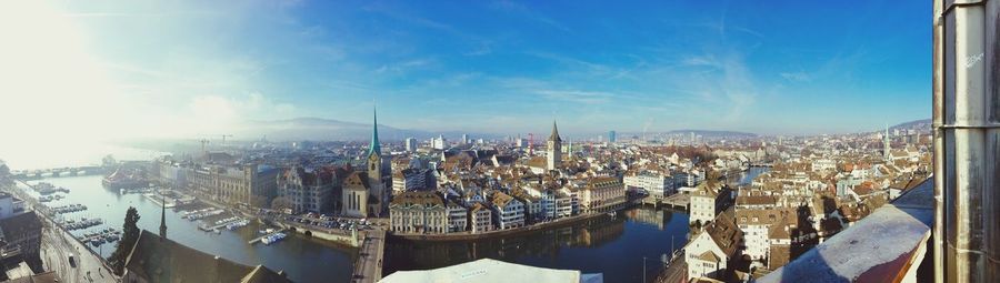 Panoramic view of cityscape against sky