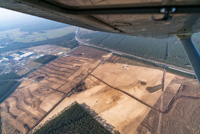 High angle view of airplane seen through window