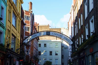 Low angle view of buildings in town