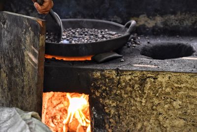 Low section of person preparing food