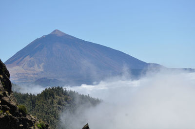 View of volcanic mountain against sky