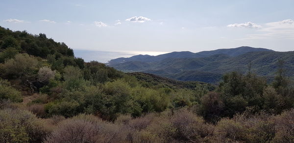 Scenic view of mountains against sky