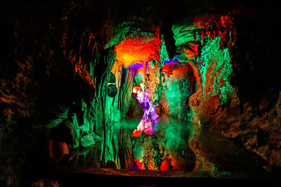 View of illuminated cave