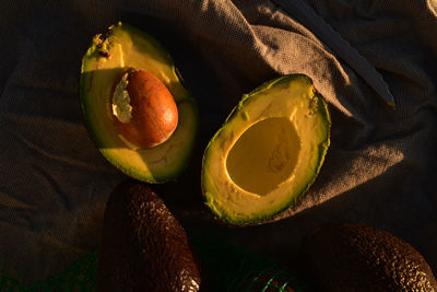 High angle view of avocado on table