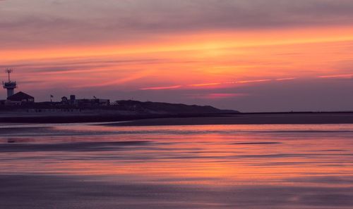 Scenic view of sea at sunset