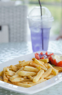 Close-up of food on table