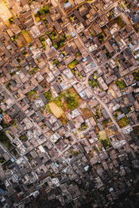 High angle view of buildings in city