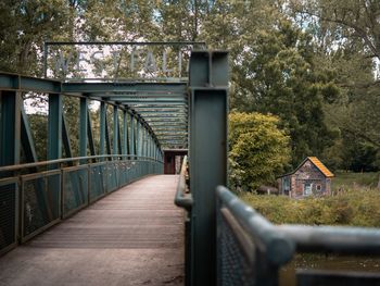 Footbridge over footpath in forest