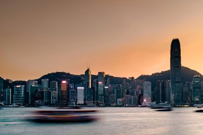 View of city at sunset