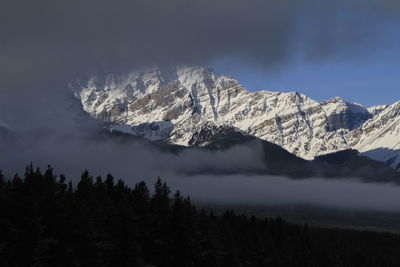 Scenic view of snowcapped mountains against sky in banff canada