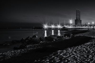 View of rocks at night