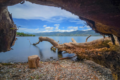 Scenic view of lake against sky