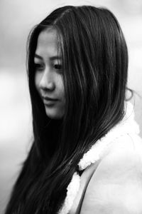 Close-up portrait of a beautiful young woman