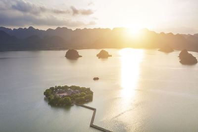 Scenic view of sea against sky during sunset