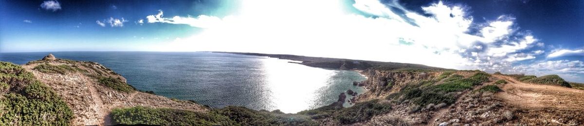 Scenic view of sea against cloudy sky