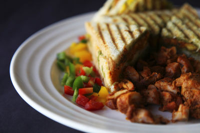 Close-up of meal served in plate