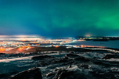 View of illuminated cityscape at night