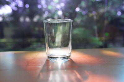 Glass of water on table