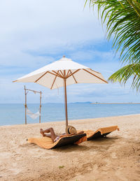 Lounge chairs on beach