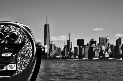 City skyline with river in background