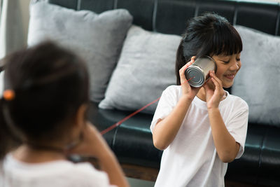 Portrait of boy photographing