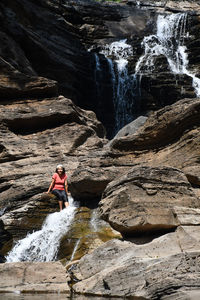 Scenic view of waterfall