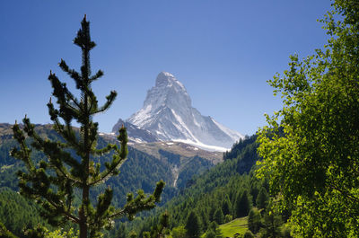 Scenic view of mountains against clear sky