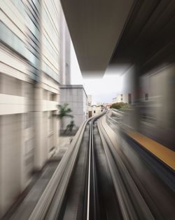 Blurred motion of illuminated railroad tracks