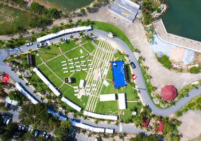 Aerial view of garden in town