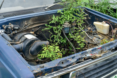 Close-up of damaged car