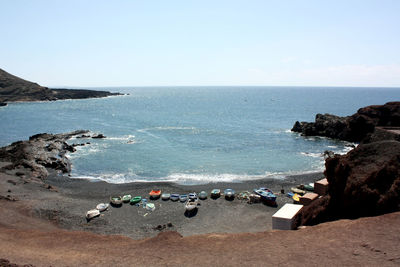 Scenic view of sea against clear sky