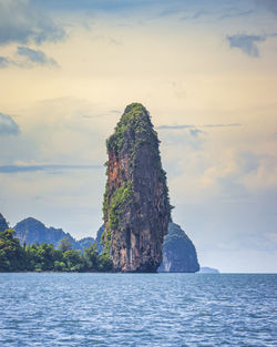 The sea, the mountains in phang nga bay, phangnga thailand.