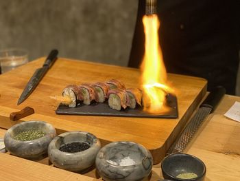 Close-up of food on table