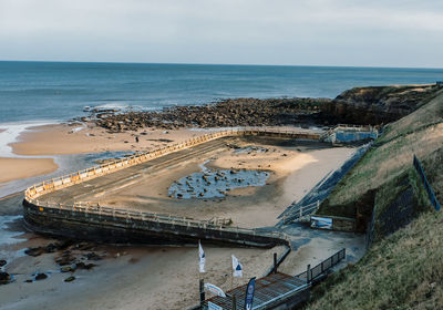 High angle view of sea against sky