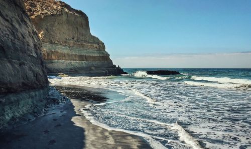 Scenic view of sea against clear sky