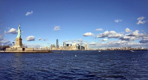 View of buildings against blue sky