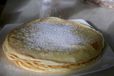 Close-up of crepe on plate