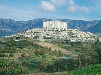 High angle view of residential district