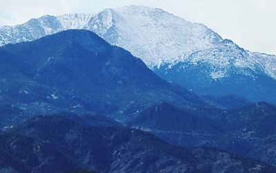 Scenic view of snow covered mountains