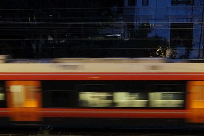 Blurred motion of train at night