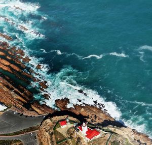 Aerial view of beach and sea