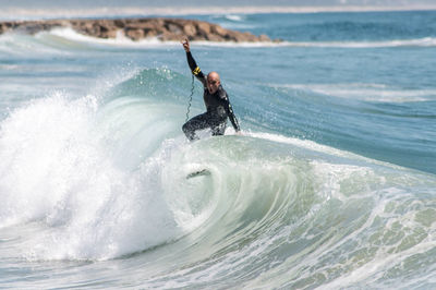 View of man surfing