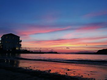 Scenic view of sea against sky during sunset