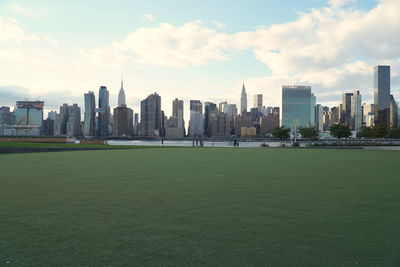 View of buildings in city against sky