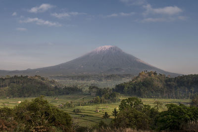 Scenic view of landscape against cloudy sky