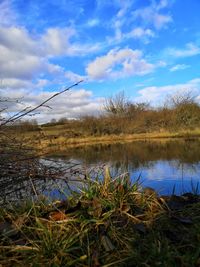Scenic view of lake against sky